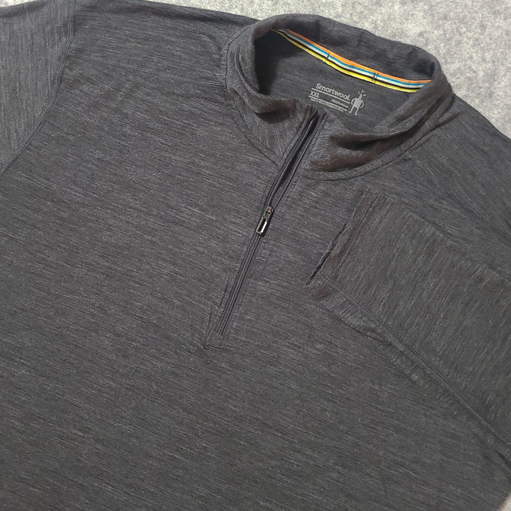 Smartwool Quarter Zip Pullover Mens XXL Charcoal Merino Wool Blend Long Sleeve